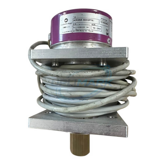 A35356 Markem-Imaje 5000 pulses/rev encoder with cable and connector; UPLIMARK watermark.