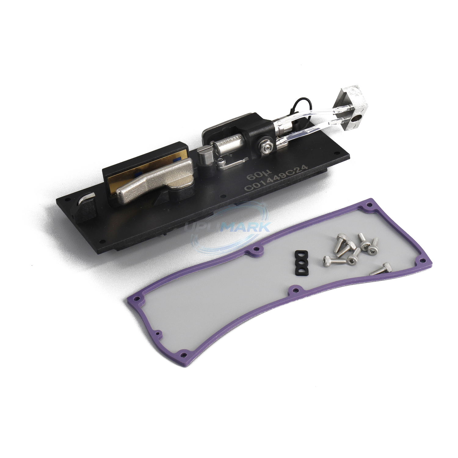 UPLIMARK UVJ-399422-02 deflector plate assembly with 60 micron nozzle for Videojet 1000 Series, side angle