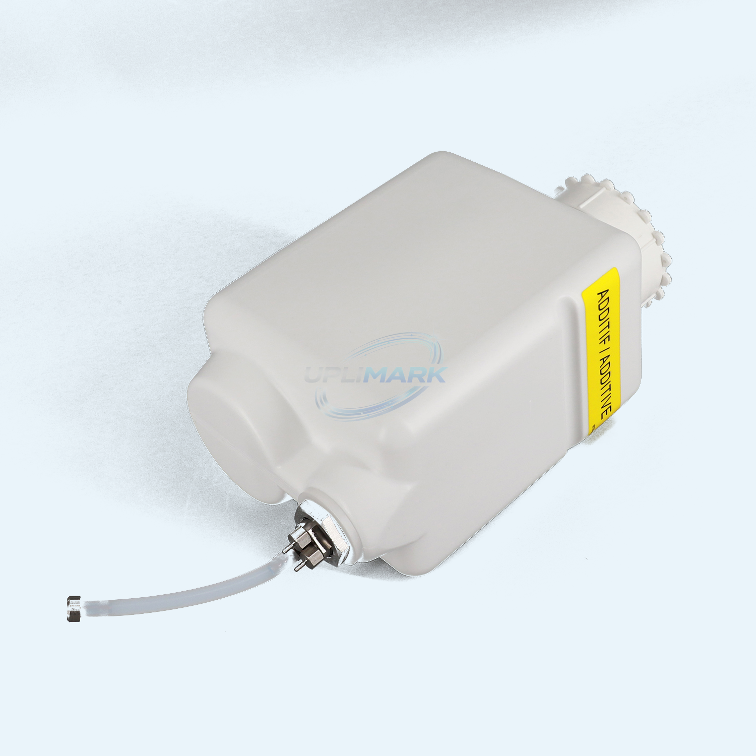 UPLIMARK UMI-X0464 solvent additive tank assembly for Markem-Imaje S8 and 9040, port-side view